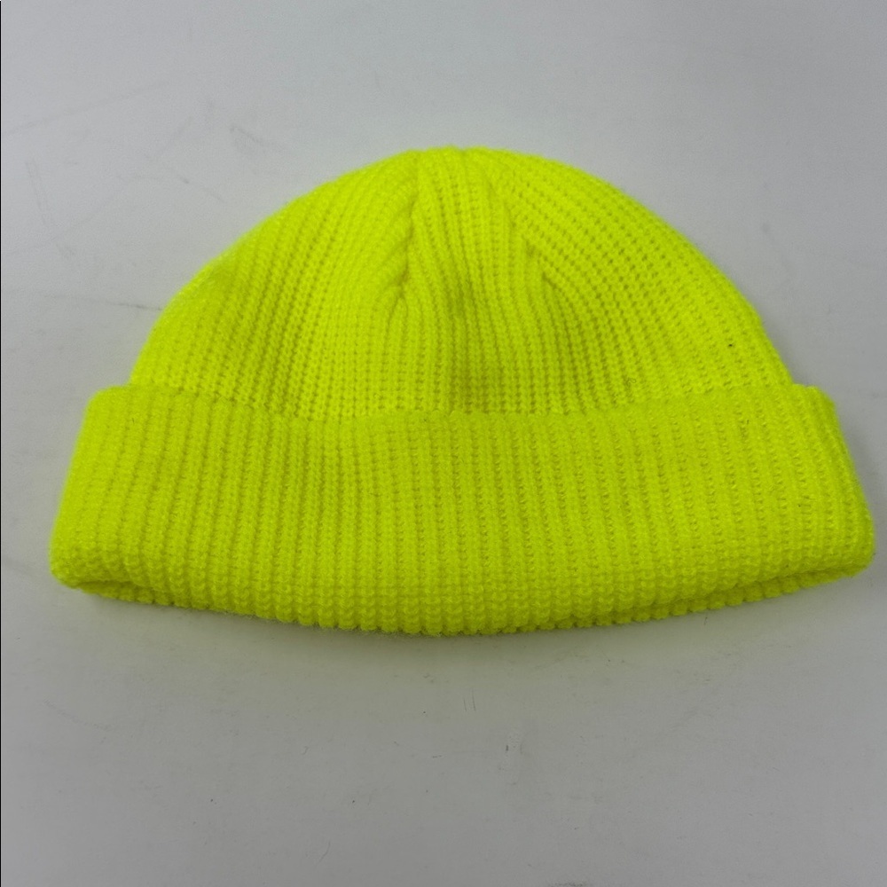 Kids Neon Yellow Knit Beanie - Lightweight Winter Hat